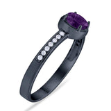 Vintage Style Round Natural Stone Solitaire Ring