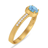 Vintage Style Round Natural Stone Solitaire Ring