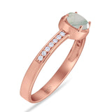 Vintage Style Round Natural Stone Solitaire Ring