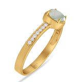 Vintage Style Round Natural Stone Solitaire Ring