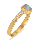 Vintage Style Round Natural Stone Solitaire Ring