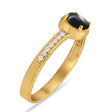 Vintage Style Round Natural Stone Solitaire Ring