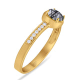 Vintage Style Round Natural Stone Solitaire Ring
