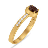 Vintage Style Round Natural Stone Solitaire Ring