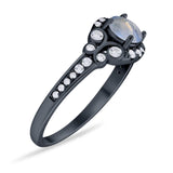 Art Deco Round Natural Stone Ring