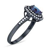 Art Deco Oval Natural Stone Halo Ring