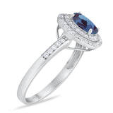 Art Deco Oval Natural Stone Halo Ring