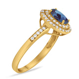 Art Deco Oval Natural Stone Halo Ring