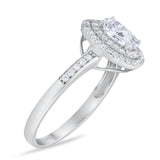 Art Deco Oval Natural Stone Halo Ring