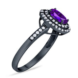 Art Deco Oval Natural Stone Halo Ring