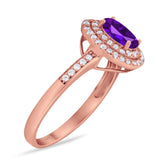 Art Deco Oval Natural Stone Halo Ring