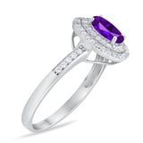 Art Deco Oval Natural Stone Halo Ring