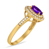 Art Deco Oval Natural Stone Halo Ring