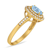 Art Deco Oval Natural Stone Halo Ring