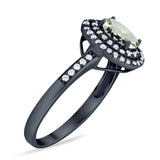 Art Deco Oval Natural Stone Halo Ring