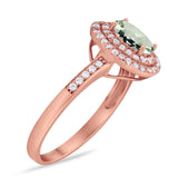 Art Deco Oval Natural Stone Halo Ring