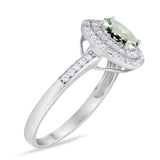 Art Deco Oval Natural Stone Halo Ring