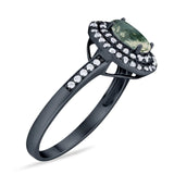 Art Deco Oval Natural Stone Halo Ring