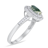 Art Deco Oval Natural Stone Halo Ring