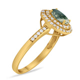 Art Deco Oval Natural Stone Halo Ring