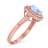 Art Deco Oval Natural Stone Halo Ring