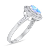 Art Deco Oval Natural Stone Halo Ring