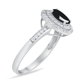 Art Deco Oval Natural Stone Halo Ring