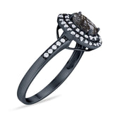 Art Deco Oval Natural Stone Halo Ring