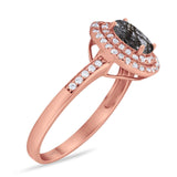 Art Deco Oval Natural Stone Halo Ring