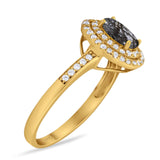 Art Deco Oval Natural Stone Halo Ring