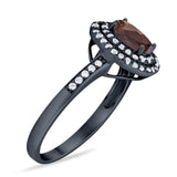 Art Deco Oval Natural Stone Halo Ring