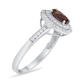 Art Deco Oval Natural Stone Halo Ring