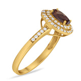 Art Deco Oval Natural Stone Halo Ring