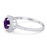 Round Natural Stone Hexagonal Ring