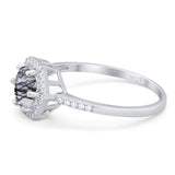 Round Natural Stone Hexagonal Ring