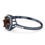 Round Natural Stone Hexagonal Ring