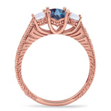 Three Stone Oval Natural Stone Wedding Ring