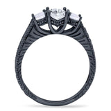 Three Stone Oval Natural Stone Wedding Ring