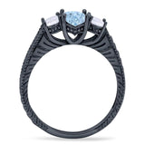 Three Stone Oval Natural Stone Wedding Ring