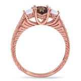 Three Stone Oval Natural Stone Wedding Ring