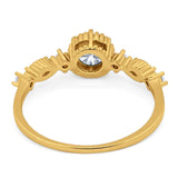 Vintage Style Round Natural Stone Beaded Ring