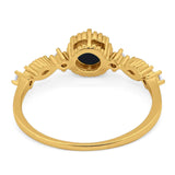 Vintage Style Round Natural Stone Beaded Ring