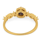 Vintage Style Round Natural Stone Beaded Ring