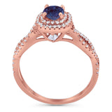 Art Deco Round Natural Stone Twisted Ring