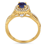 Art Deco Round Natural Stone Twisted Ring