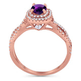 Art Deco Round Natural Stone Twisted Ring