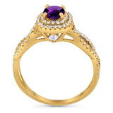 Art Deco Round Natural Stone Twisted Ring