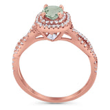 Art Deco Round Natural Stone Twisted Ring