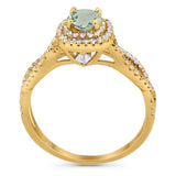 Art Deco Round Natural Stone Twisted Ring