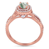 Art Deco Round Natural Stone Twisted Ring